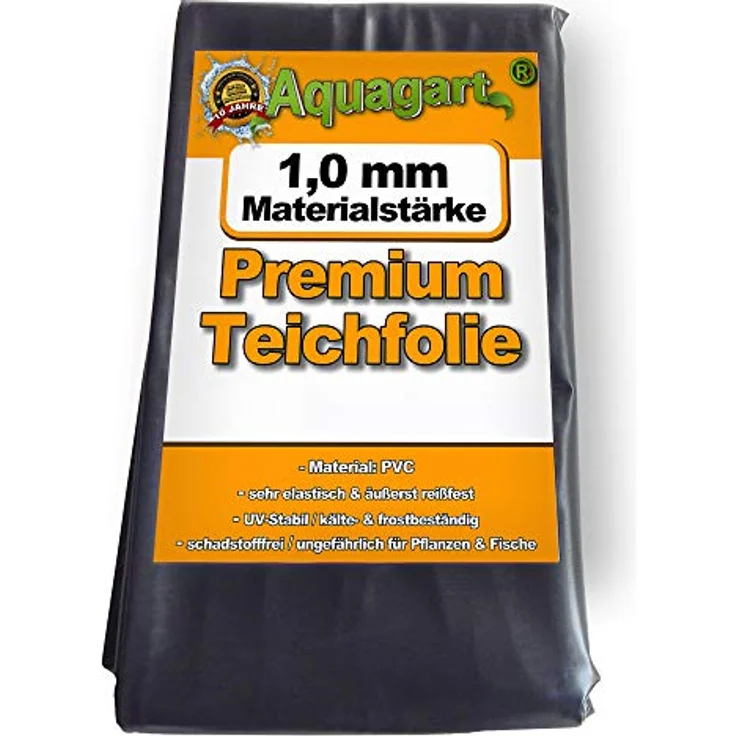 Teichfolie PVC 5m x 4m 1,0mm schwarz Folie für den Gartenteich – Bild 1