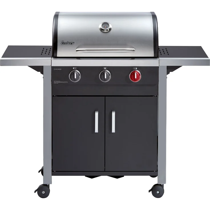 Enders Gasgrill CHICAGO 3 R schwarz silber 2.520 cm² Grillfläche 3 Brenner 2 Seitenablagen 10,4 kW – Bild 1