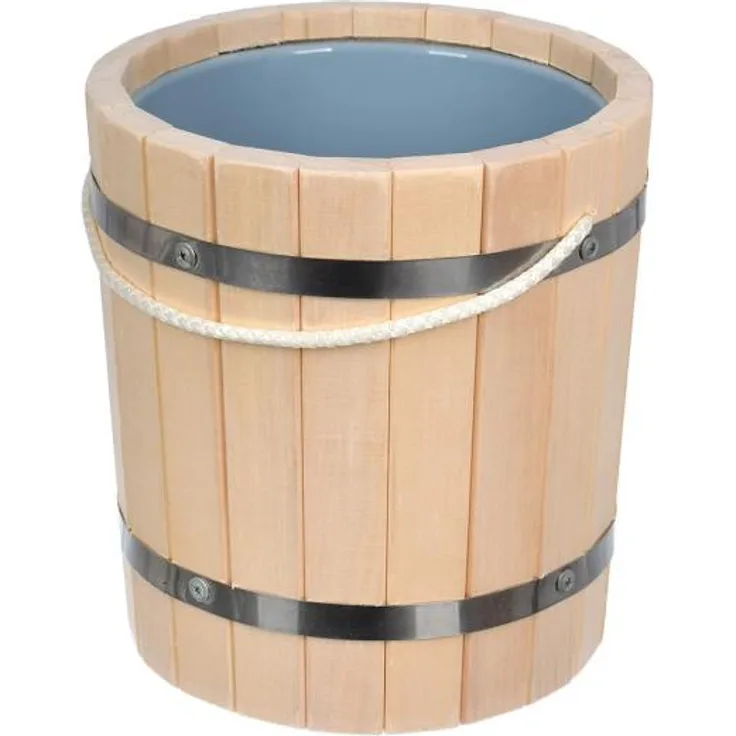 Sauna-Aufgusskübel 5 L aus Lindenholz mit Kunststoffeinsatz, Höhe 25 cm, Ø 23,5 cm