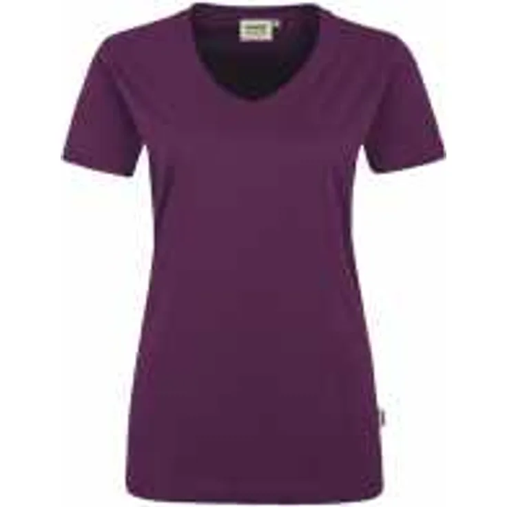 HAKRO Damen V-Shirt Mikralinar 181, aubergine, 3XL