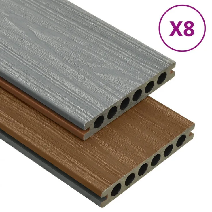 WPC Terrassendielen mit Zubehör Braun und Grau 16 m² 2,2 m