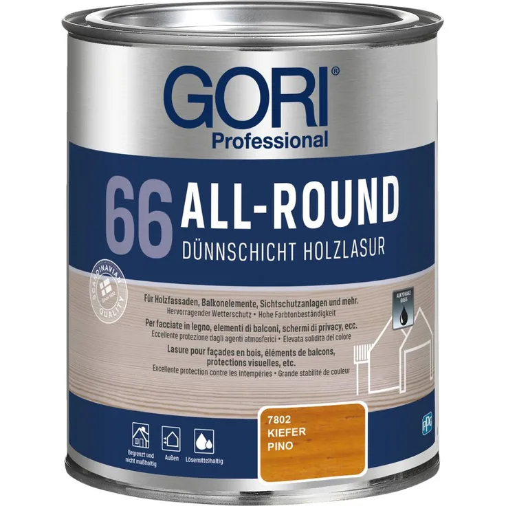 GORI Professional 66 ALL-ROUND, Dünnschicht-Holzlasur, kiefer, 0,75 l