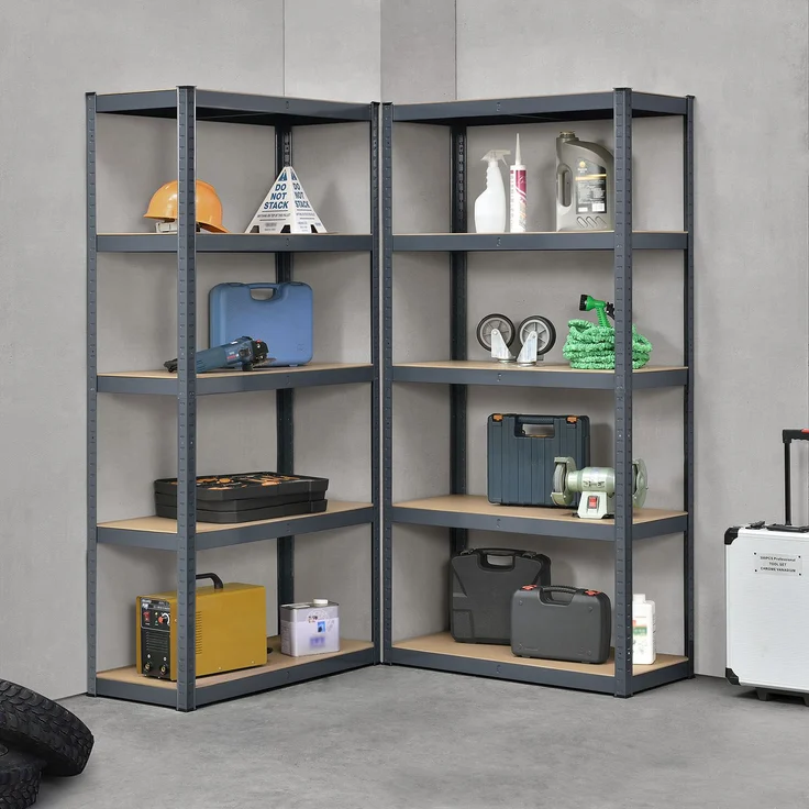 Juskys Lagerregal Basic 2er Set 180x90x40 cm – 2 Schwerlastregale mit 10 Böden – max. 1750 kg - Metall verzinkt - Regale Kellerregal Metallregal – Bild 2