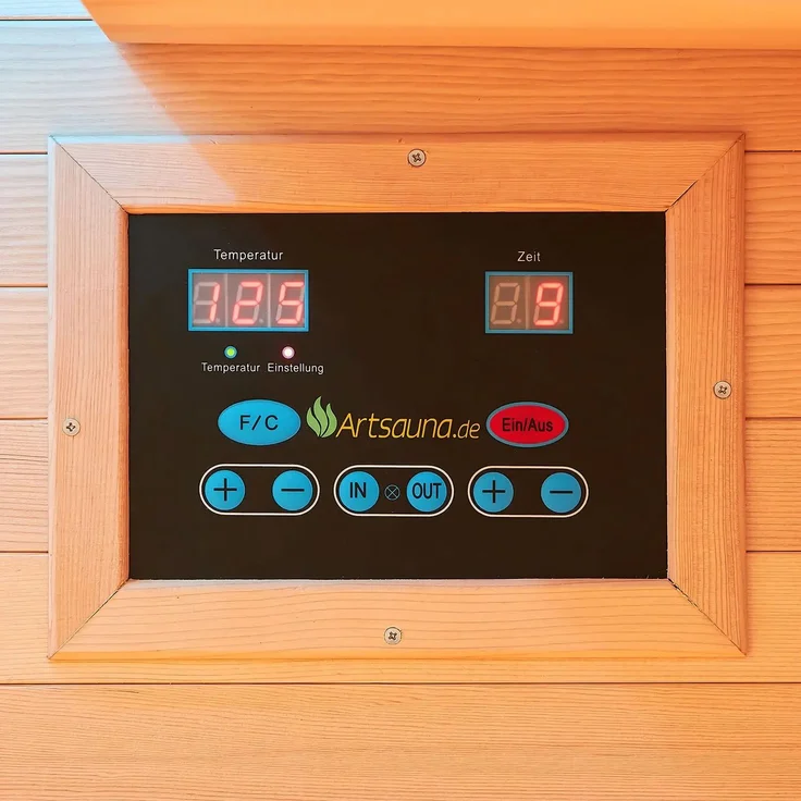 Artsauna Infrarotkabine Nyborg S90V - Infrarotsauna Vollspektrumstrahler, LED-Farblicht & große Glastür - Wärmekabine für 1 Person 90 x 90 cm – Bild 8