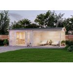 FinnTherm Saunahaus Freiburg-44 ISO Gartensauna 3 Sitzbänke aus Holz Sauna Wandstärke 44 mm Außensauna