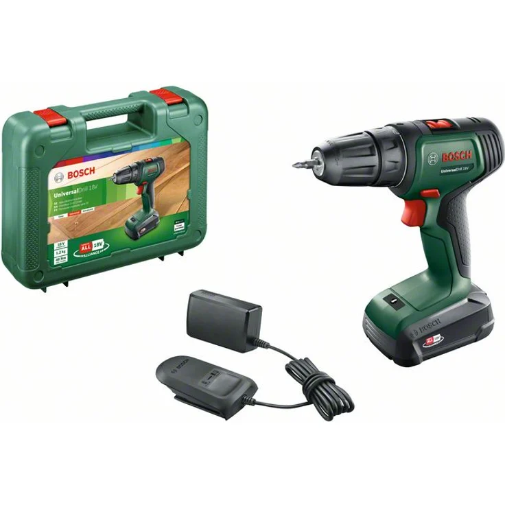 Bosch UniversalDrill 18V 06039D40 01 Power for All 18V Akku-Bohrschrauber 1 x 1,5 Ah mit Akku mit Ladegerät mit Tragekoffer – Bild 1