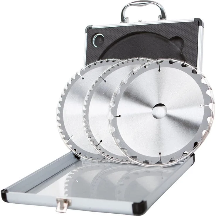 Scheppach Sägeblatt Set 3 teilig | für Tischkreissäge HS80 & Tauchsäge PL75 | ideal für MDF-Paletten, Laminat, Weich-& Hartholz, Kunststoffen, Aluminium & NE-Metalle | 24 / 48 / 60 Zähne | mit Koffer