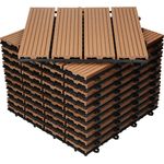 ECD Germany WPC Terrassenfliesen 30x30 cm 22er Spar Set für 2m² Hellbraun in Holzoptik für Garten Balkon Bodenbelag mit Drainage und Klicksystem Terrassendielen Balkonfliesen Klickfliesen Holzfliesen