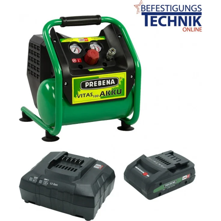 Prebena Vitas 100 18V Akku Kompressor Set mit hocheffizientem Brushless Motor und 18V 5,5AH Akku mit Ladestation – Bild 1