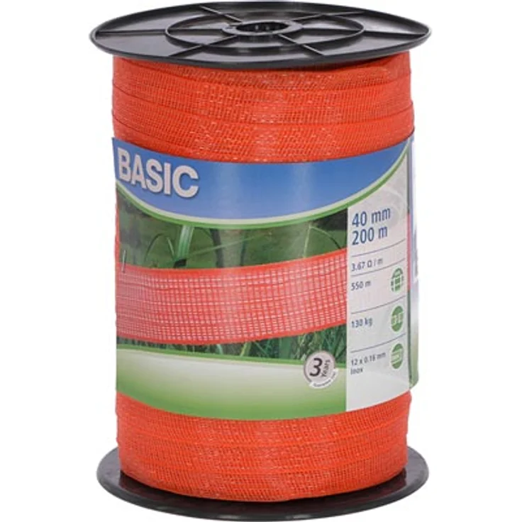 Fencing tape Basic 200 m, 40 mm, orange, 12 x 0,16 – Bild 1