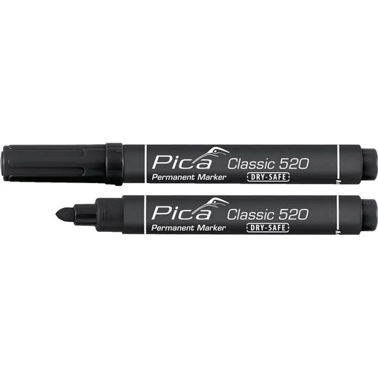 Pica Classic Permanentmarker schwarz Rundspitze 1-4mm 520/46 Dry-Safe Marker