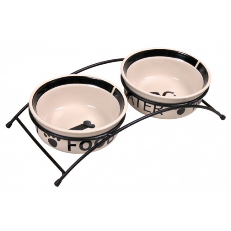 Trixie Napf-Set Eat on Feet weiß-schwarz 2 × 0,6 l/ø 15 cm
