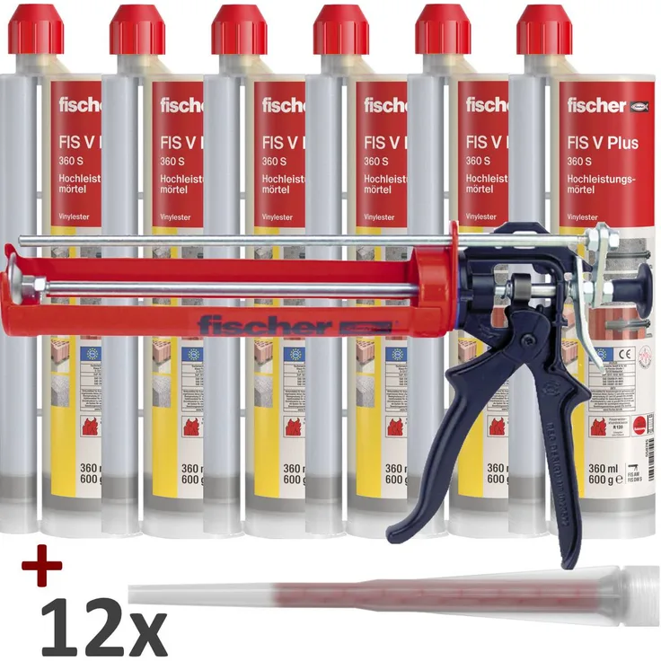 Fischer 6x Hochleistungsmörtel FIS V 360 S + Presse FIS AM - 558745 - 360ml