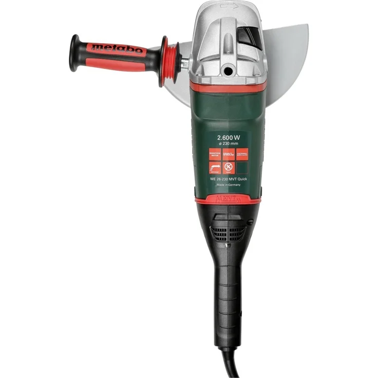 Metabo Winkelschleifer WE 26-230 MVT Quick (2600 Watt, Scheibendurchmesser 230 Millimeter, Vibrationsdämpfung, Metabo M-Quick-System, Wiederanlaufschutz, Schlüssel im Zusatzhandgriff ) 606475000 – Bild 6