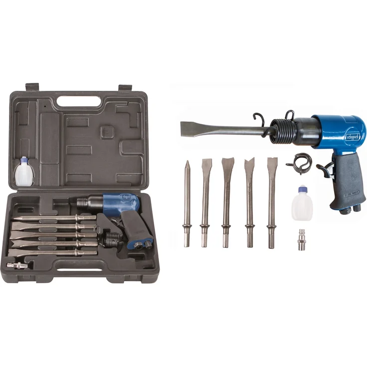 Scheppach Druckluft Meisselhammer Set, enthält 5 Meisseleinsätze und ein Öl-Fläschchen, 4500 Schläge/Minute, Arbeitsdruck 6,3 bar, Luftbedarf- Ø79,2 L/min – Bild 3
