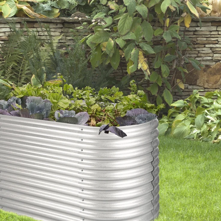 High Grow Hochbeet Gartenbeet 1,6m Zink-Alu-Beschichtung silber Silber – Bild 3