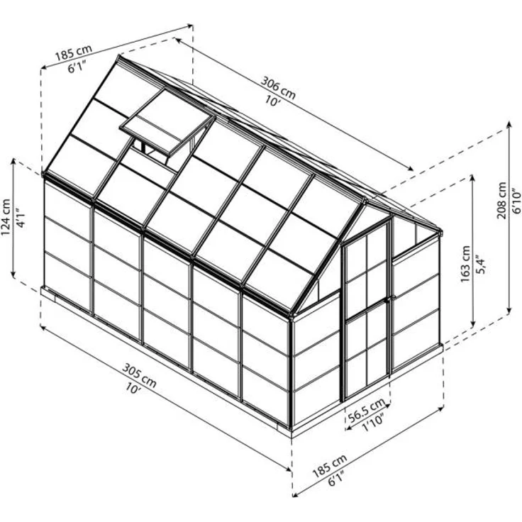 Palram - Canopia Aluminium Gewächshaus Harmony 610 | grau | 305x185x208 cm – Bild 7