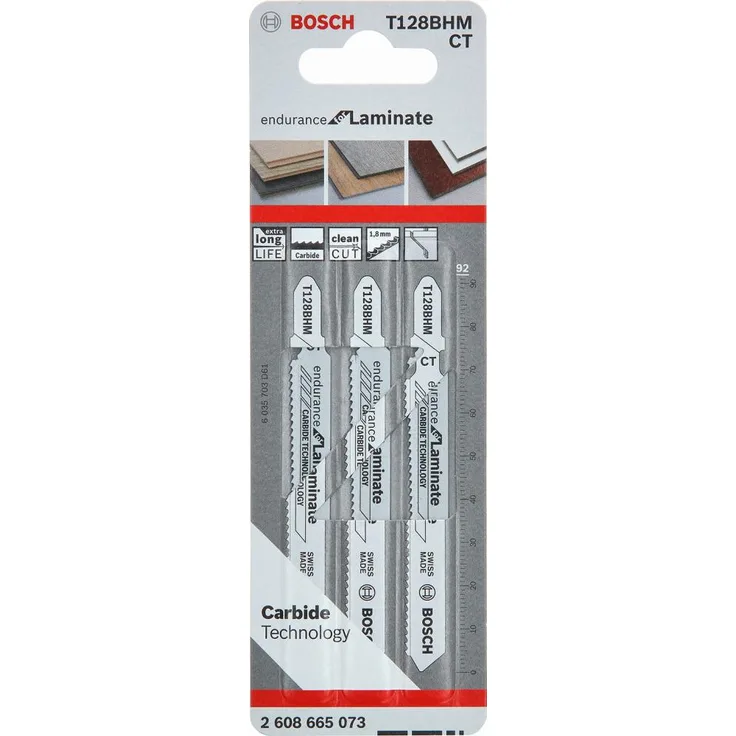 Bosch Stichsägeblatt Laminate Clean T 128 BHM Gesamtlänge 92 mm Zahnteilung 1,8 mm