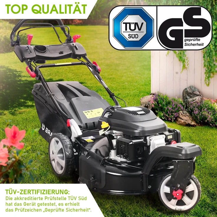 BRAST Rasenmäher Benzin Trike 5,2kW(7PS) mit Antrieb 53cm Schnittbreite 224ccm 4-Takt Motor TÜV geprüft Stahlgehäuse 60L Fangkorb 4-Takt Motor – Bild 4