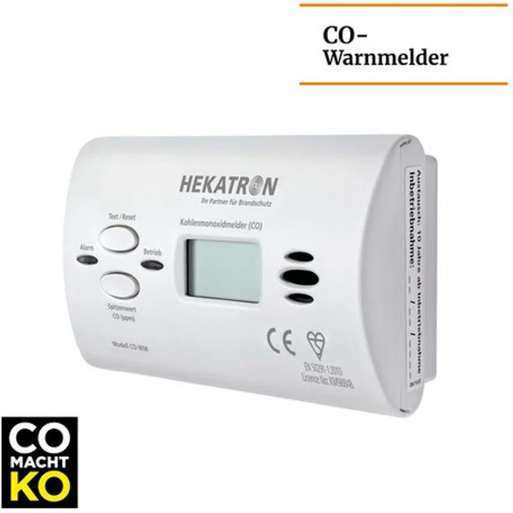 Hekatron 31-6300001-01-XX CO Melder mit Batterie & Co Sensor mit bis zu 10 Jahren Leistung Kohlenmonoxidwarnmelder mit Digitaldisplay und Spitzenwertspeicher – Bild 2