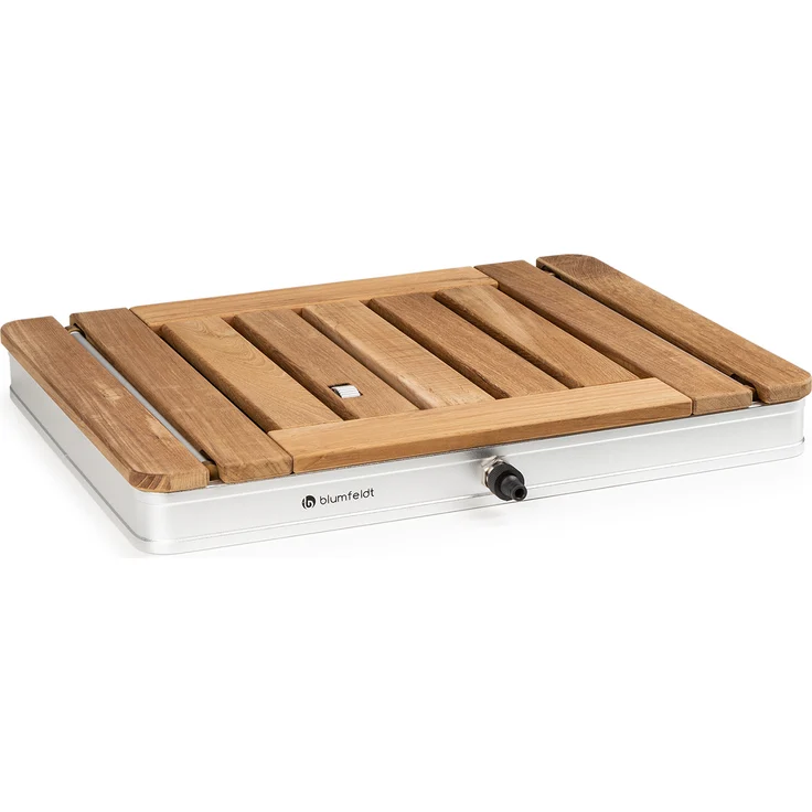 Cool Breeze Gartendusche Aluminium Teakholz Tragegriff Silber – Bild 1