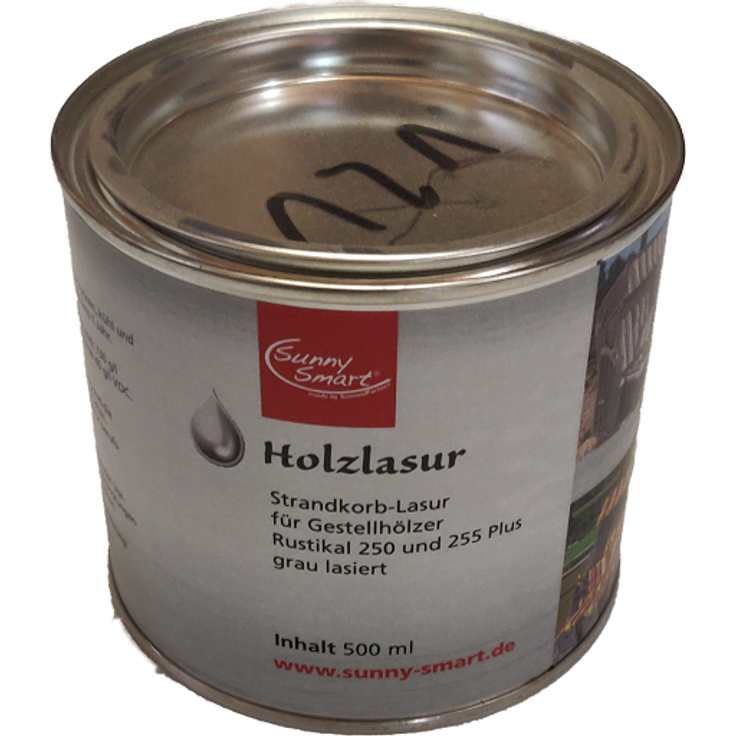 Holzlasur grau 500 ml für grau lasierte Gestellhölzer Serie Rustikal 250 und 255 Plus