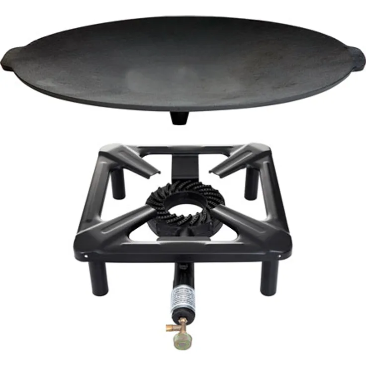 Hockerkocher-Set (klein) mit Gusseisengrillschale Ø 45 cm - ohne Zündsicherung