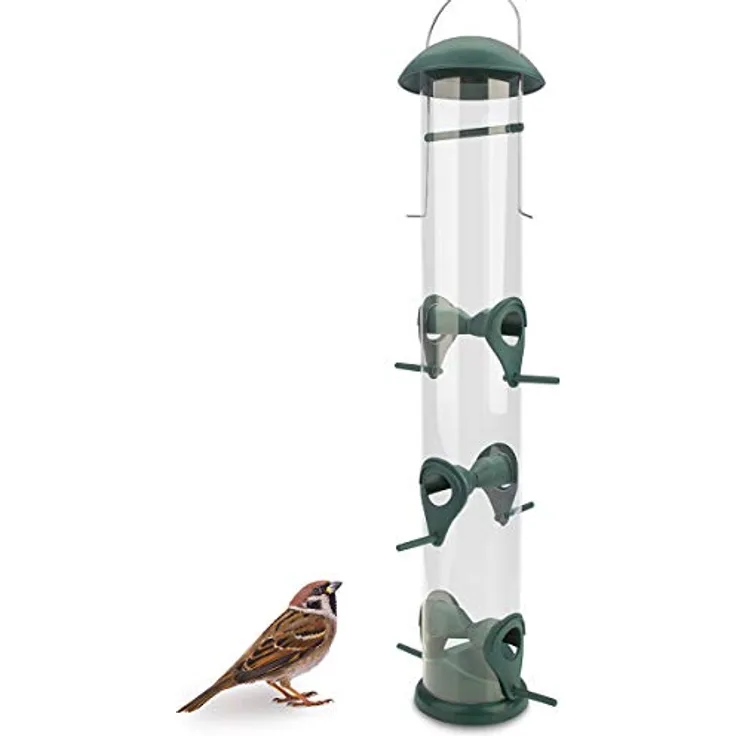 I 20cm Körner Vogelfutterspender Grün Mit 2 Anflugplätzen Vogel Futterstation: Gruen 40Cm