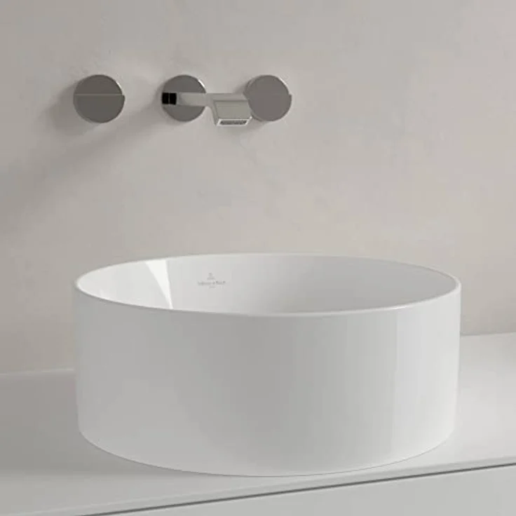 Villeroy & Boch, Waschbecken, V&B Aufsatzwaschtisch COLLARO d= 400mm rund ohne Hahnlochbank in weiß – Bild 6