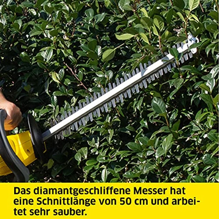 Kärcher HGE 18-50 Battery Akku-Heckenschere (inkl. Schnittgutkehrer, Leistung je Akkuladung: 325 m, Schnittlänge 50 cm, Gewicht 2,9 kg, Messerspitzenschutz, Sägefunktion) – Bild 5