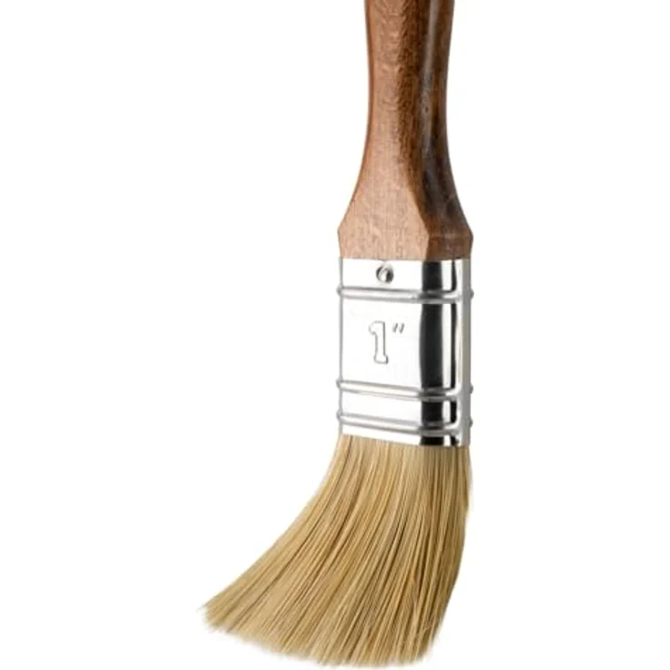 woplus Premium Flachpinsel, 1 Zoll / 25 mm, Naturborsten, ergonomischer Holzgriff, 10 Stück – Bild 1