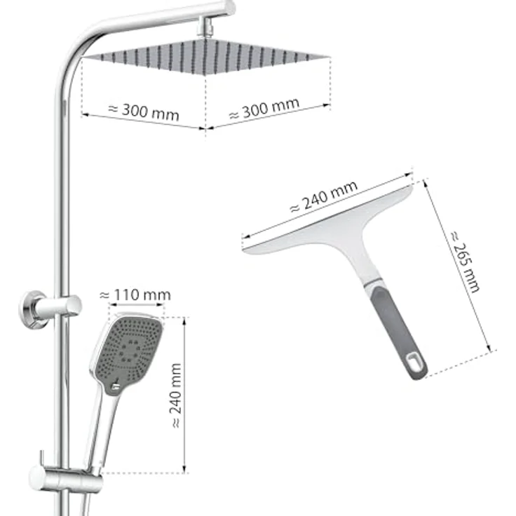 Eisl Brausegarnitur EASY DELUXE, Regendusche, höhenverstellbar, inkl. Duschabzieher – Bild 6