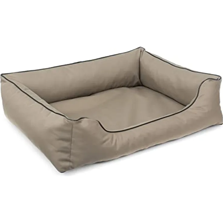 Mestizo Valencia Orthopedic Orthopädisches Haustierbett Hundekorb Tierbett Hundesofa Bezug aus wasserdichtem Polyestergewebe Cordura (Außenmaße: 100x75cm / Innenmaße: 70x53cm, Beige/Schwarz)