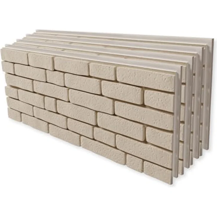 HEXIM Fassadenpaneele FP204, 121x50cm EPS Styropor mit Acrylbeschichtung in Steinoptik Weiß, 3D Fassadenverkleidung für Innen- & Außenbereich, UV-beständig, 0,61m² – Bild 1