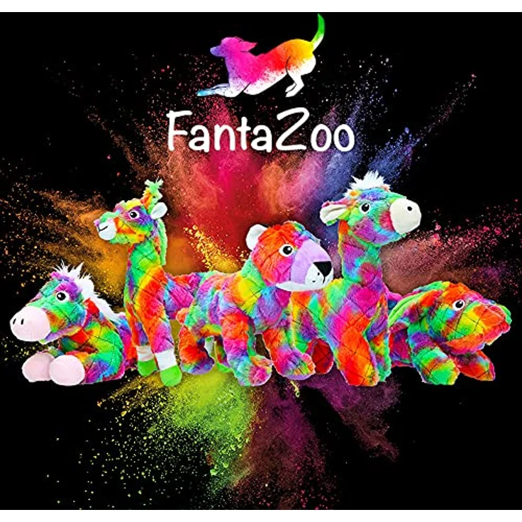 FantaZoo Giraffe - Buntes und recyceltes Hundekuscheltier - sehr robust, weich und langlebig - geeignet für mittelgroße Hunde - M - 24 x 7 cm – Bild 2