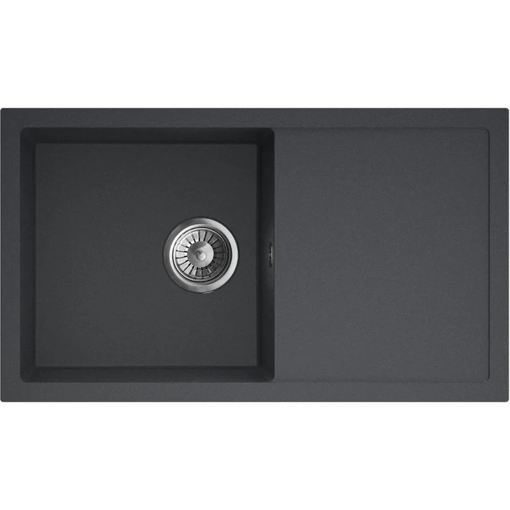 Axis Group ARIA 76 Granitspüle, Einbauspüle in Black Metallic, 76 x 44 cm, kratzfest und platzsparend, mit Siphon