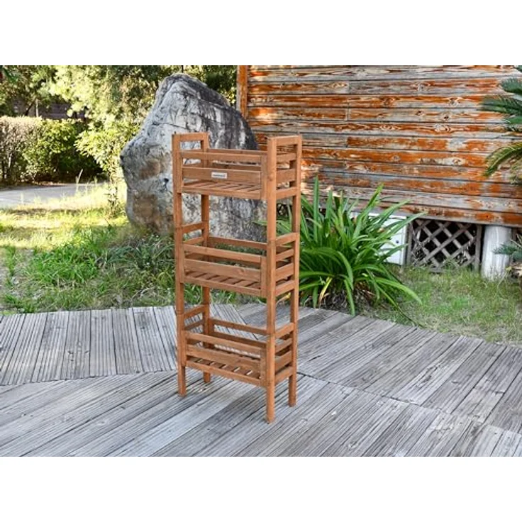 needs&wants® Blumenständer Pflanzenständer Blumentreppe Pflanzenregal Braunes Fichtenholz, 3-fach übereinander stapelbar, für Indoor Outdoor Balkon: Tests, Infos & Preisvergleich
