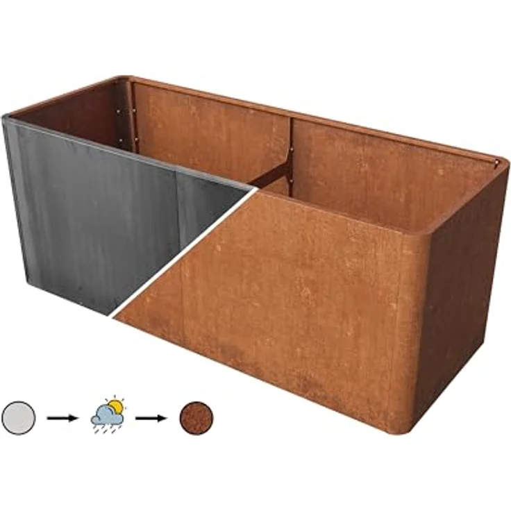 GFP PRIMEYARD Cortenstahl Hochbeet Mario 200x80x60 cm, Rost-Optik, wetterfest & langlebig - Preisvergleich – Bild 3