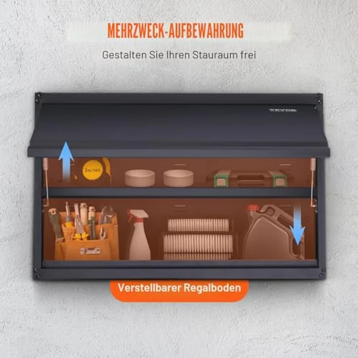 VEVOR Werkstatt Wandschrank, Hängeschrank 77 x 31,8 x 50 cm, 108 kg Tragfähigkeit, verstellbare Regale, SPCC-Stahlplatte – Bild 4