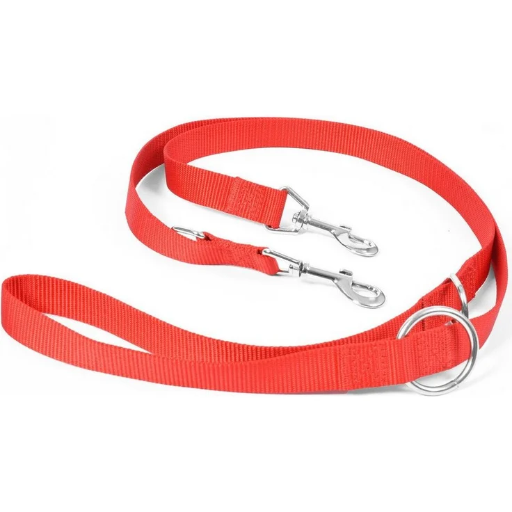 DUVO+ Hundeleine Nylon, verstellbar, rot, hohe Sicherheitsstandards
