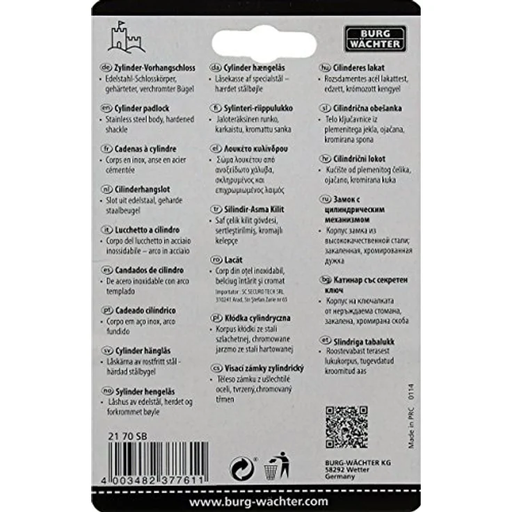 BURG-WÄCHTER Rundbügelschloss Circle 21 70 SB (Verchromter Edelstahl, 9 mm Bügelstärke) silber – Bild 6
