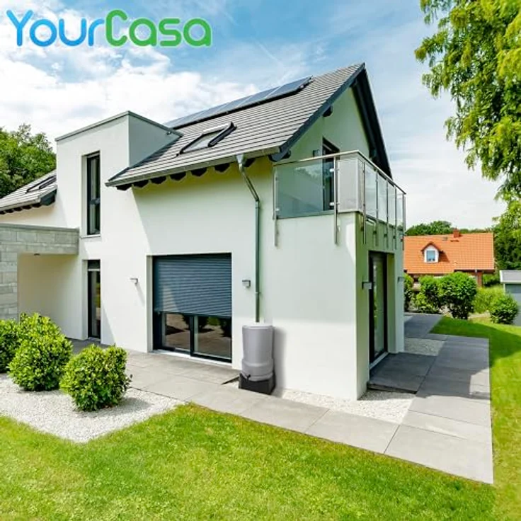 YourCasa Regentonne 110L [RainBell] mit Standfuss, Deckel & Wasserhahn - Regenfass Frostsicher aus Kunststoff - Grau, 110L – Bild 2