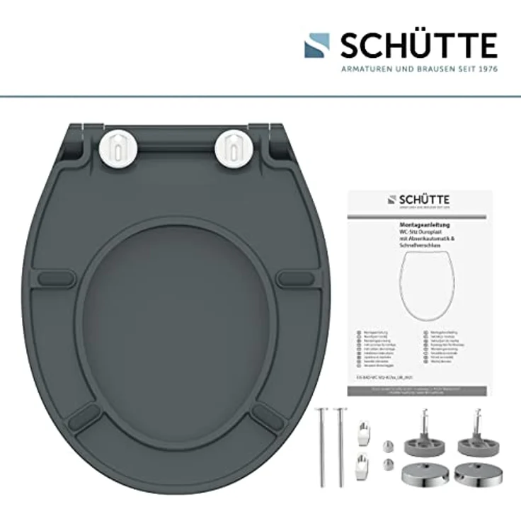 Schütte WC-Sitz Slim Anthrazit Duroplast mit Absenkautomatik, Schnellverschluss und universeller Form – Bild 8
