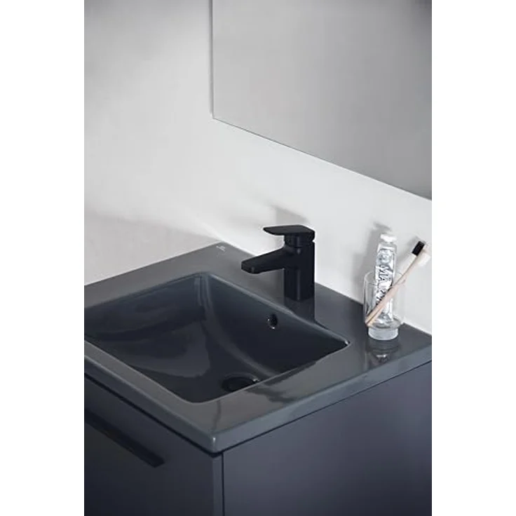 Ideal Standard BD214XG Ceraplan Waschtischarmatur H75, mit Zugknopf-Ablaufgarnitur, Ausladung 10,3 cm, Schwarz (Silk Black) – Bild 5
