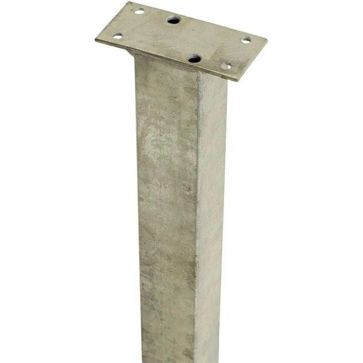 PLUS Zaunpfosten Plus Stahlpfosten mit Fuß für Handlauf, feuerverzinkt, 4,5 x 4,5 cm, Höhe 103,3 cm