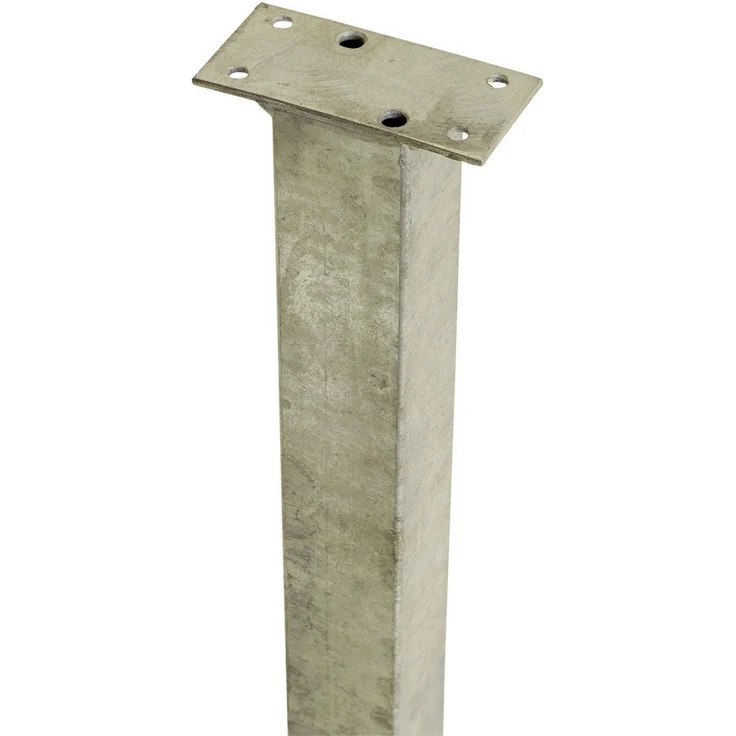 PLUS Zaunpfosten Plus Stahlpfosten mit Fuß für Handlauf, feuerverzinkt, 4,5 x 4,5 cm, Höhe 103,3 cm