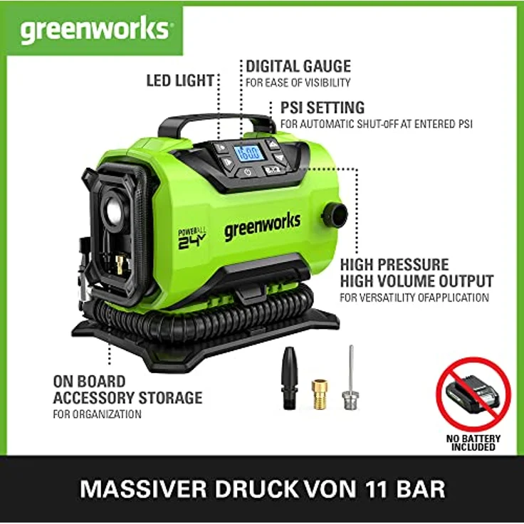 Greenworks G24IN, 24V Minikompresor für Autos mit 0 l Tankvolumen – Bild 2