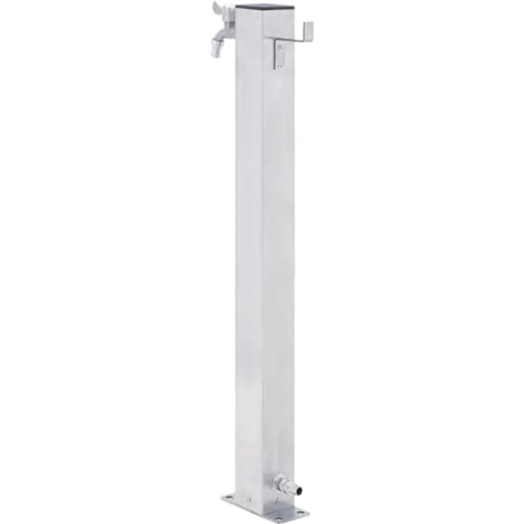 vidaXL Wassersäule für den Garten, Wasserhahn mit 1 Haken, Gartenwassersäule für Gartenbewässerung, Wasserzapfsäule Wasserzapfstelle, Edelstahl Quadratisch – Bild 4
