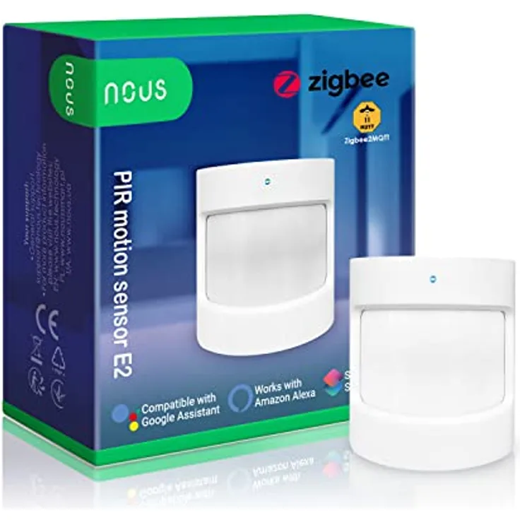 NOUS E2 ZigBee Bewegungsmelder, Bewegungssensor, Motion Sensor, Bewegungsmelder Alexa, Smart Bewegungsmelder, Smart Home, Sensor, ZigBee 3.0, MQTT, ZigBee2MQTT, Smart Life/Tuya App