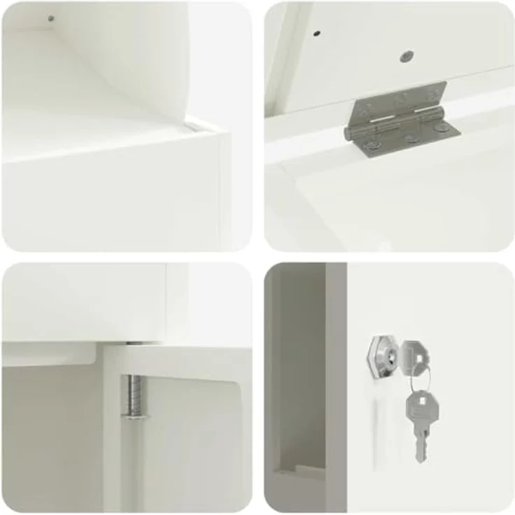 vidaXL Briefkasten, Stahl-Postkasten in Weiß, 47,5 x 38 x 59 cm, wasserdicht und robust – Bild 8